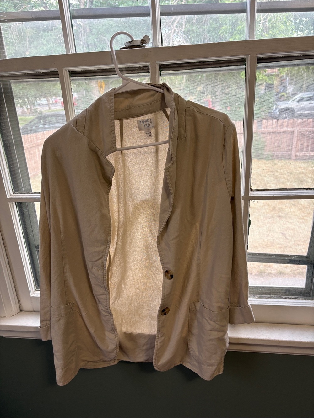 Time and Tru Light Taupe Open-Front Blazer Jacket